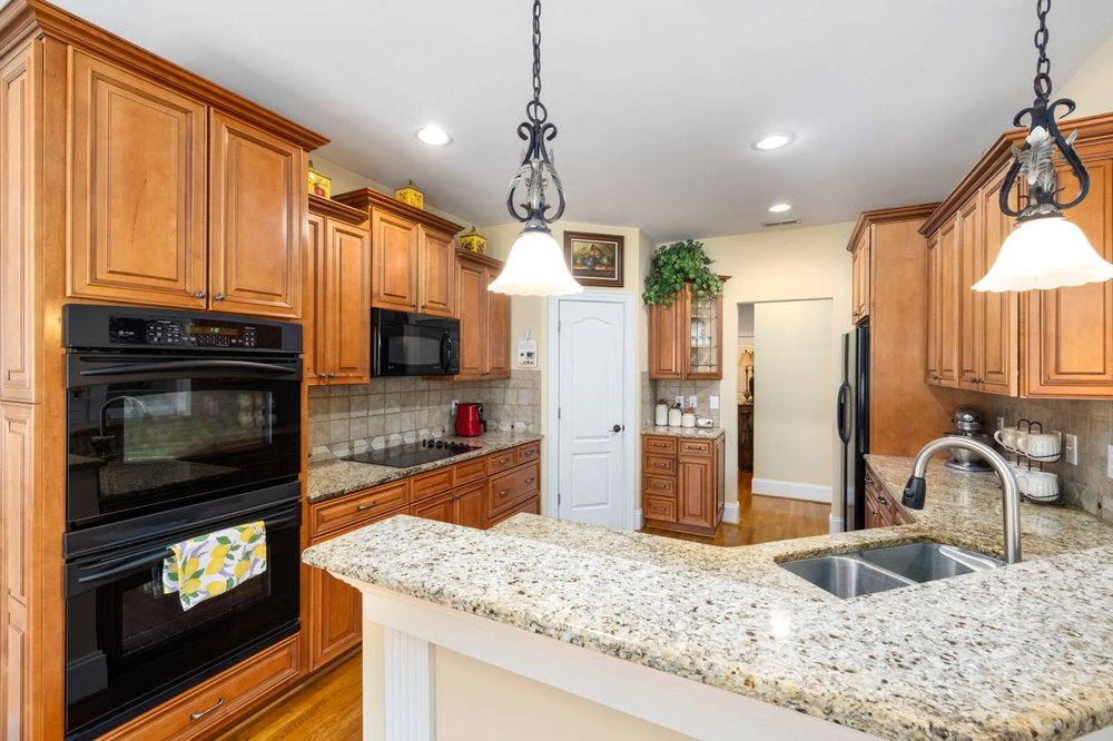 Granite kitchen countertop and island
