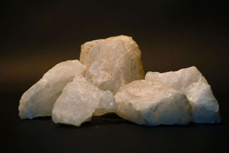 Raw quartz crystals
